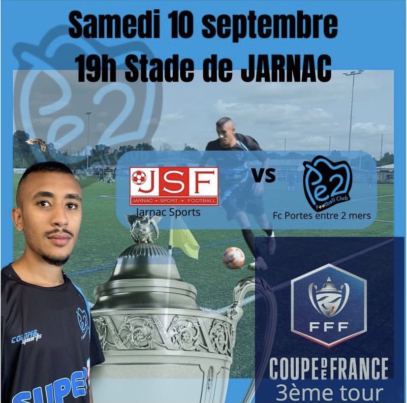 Jour de Coupe de France 🏆🇫🇷 à Jarnac. Allez le FCPE2M ⚽️⚫️🔵 ! Score à suivre en direct sur Twitter et Instagram #fcpe2m #CoupedeFrance #Foot <a href="/LigueFootballNA/">Ligue de Football Nouvelle-Aquitaine ⭐️⭐️</a>
