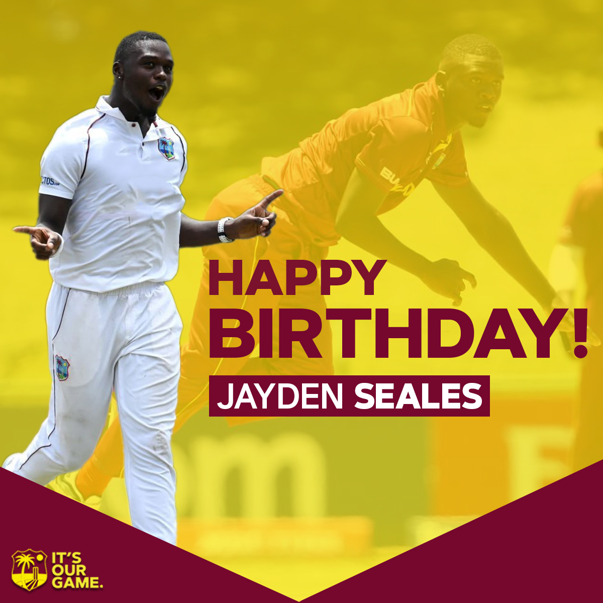 The youngest West Indian to achieve a fifer in Test cricket! Happy birthday, @jayden_seales.🎂  #MenInMaroon