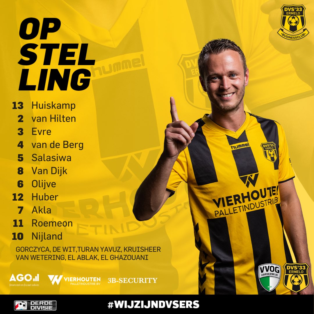 DVS33NL's tweet photo. De opstelling van DVS’33 in de derby tegen @VVOGzat. #vvodvs https://t.co/SveNpg76W9