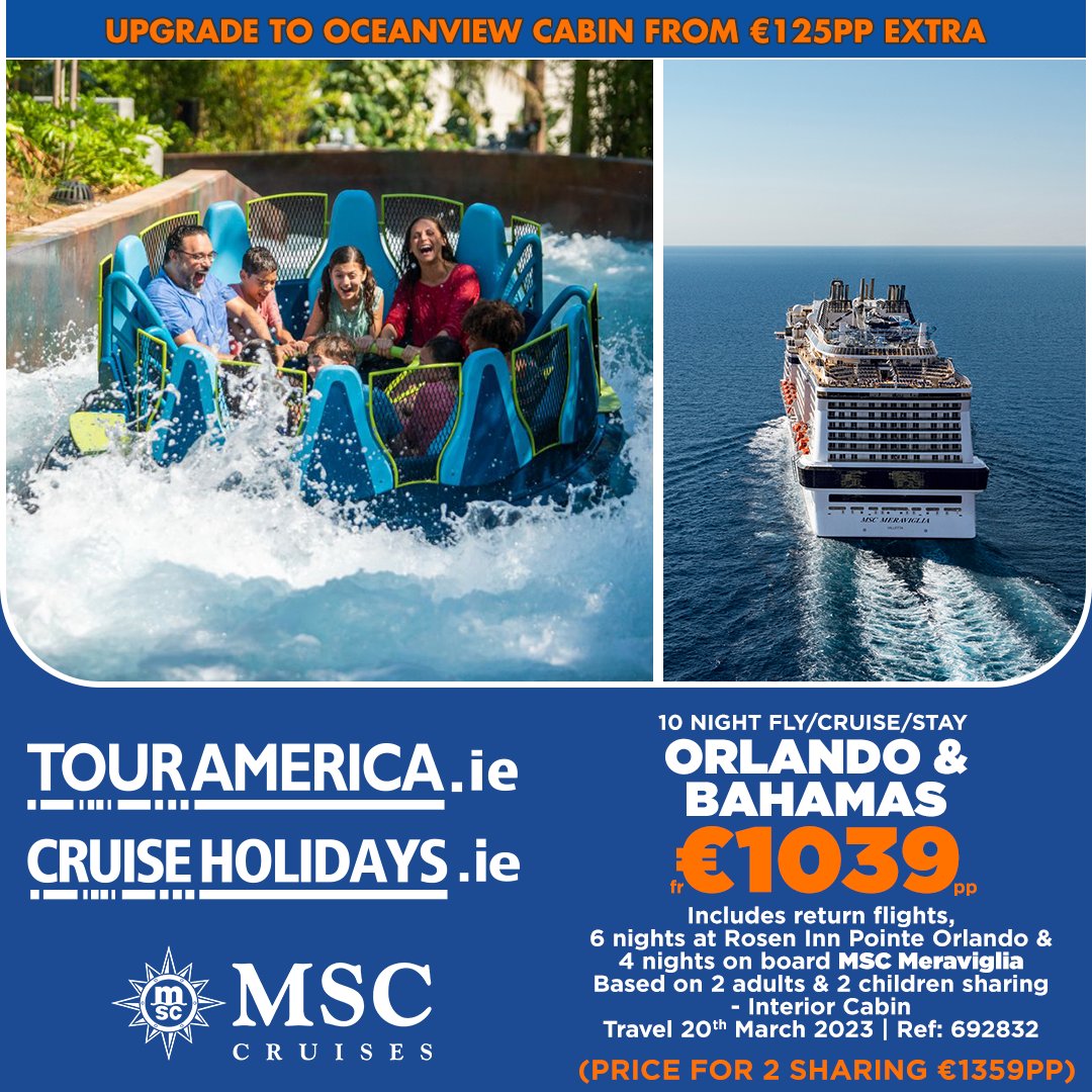 CruiseHolidayie's tweet photo. To Book:
☎ 01 8173558 (Monday-Friday) 
💻 sales@touramerica.ie
🌐https://t.co/mHVbL2yjrY

#cruise #cruising #cruiseexperts #msc #travel https://t.co/X3ffTQIPcM