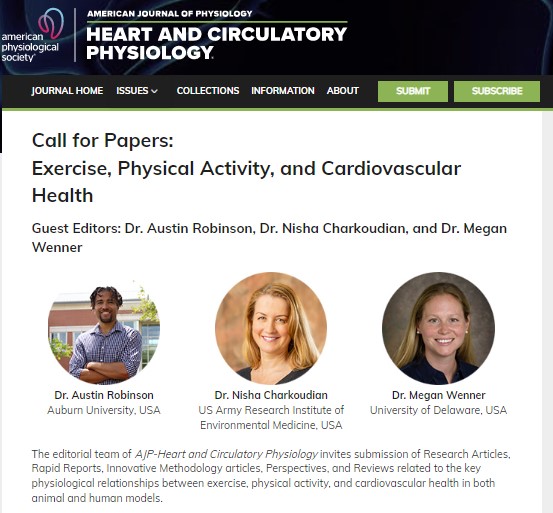 To find out if your research fits our *NEW* Call for Papers on #Exercise, #PhysicalActivity, and #Cardiovascular Health, visit ow.ly/5IoI50KFGMx to learn more and submit!

#Aging  #Sleep #BloodPressure  #SABV  #ExerciseTraining

@AusRob_PhD  @ncharkoudian  @MWennerPhD