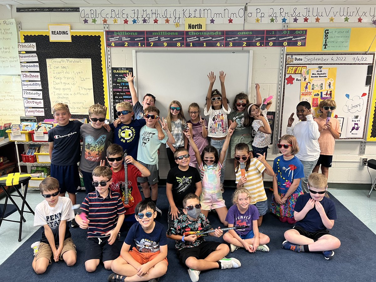 MrsHaskellMc's tweet photo. Amazing First week!  Here is our first day photo ready to rock the school year!  #rascalsrock https://t.co/1UsLUhONRI