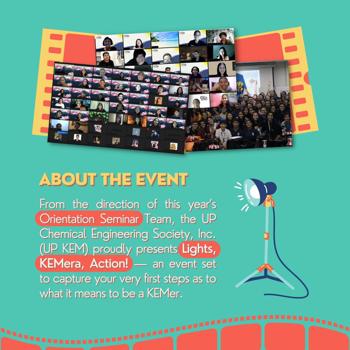 upkem's tweet photo. This September 16, we invite you to 𝗟𝗶𝗴𝗵𝘁𝘀, 𝗞𝗘𝗠𝗲𝗿𝗮, 𝗔𝗰𝘁𝗶𝗼𝗻!: UP KEM Orientation Seminar 22A. Are you ready to create and capture lifelong memories with UP KEM? RSVP now: https://t.co/X7Whzo0fn7. 

See you there!

#OrSem22A
#LightsKEMeraAction https://t.co/APxsHNZQJy