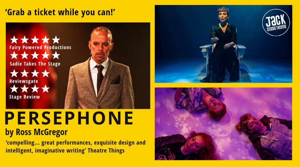 Last show of the week <a href="/BrocJackTheatre/">Jack Studio Theatre</a> of ★★★★★ Persephone produced by @arrowsandtraps 
'an incredibly talented and connected cast, exquisite design and intelligent, sensitive, witty writing' 
Running until 17th Sept. Booking here: bit.ly/3pSuQgm