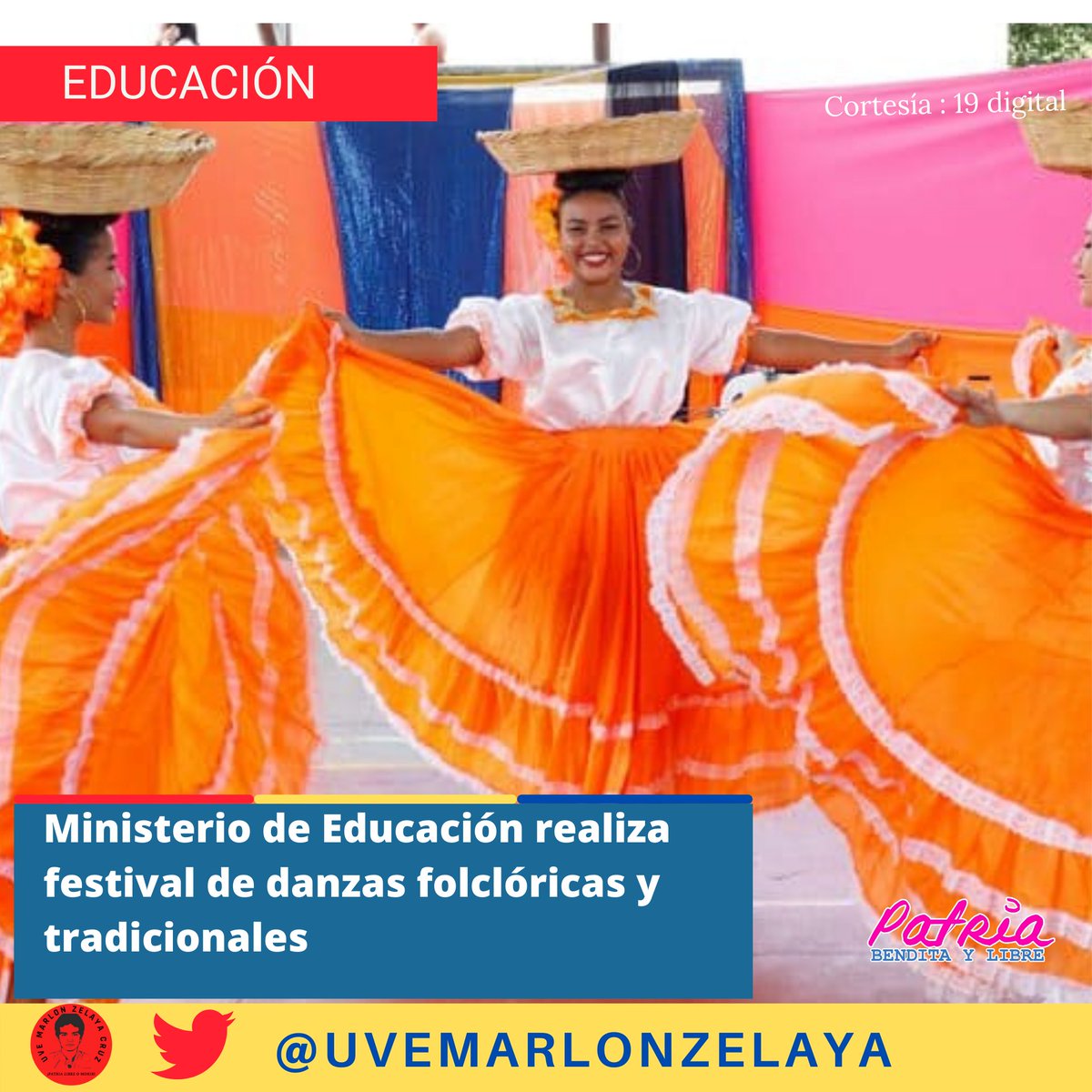 uvemarlonzelaya's tweet photo. Ministerio de Educación realiza festival de Danzas Folclóricas y Tradicionales
#Nicaragua
#PatriaBenditayLibre https://t.co/2WqdG2LIvU