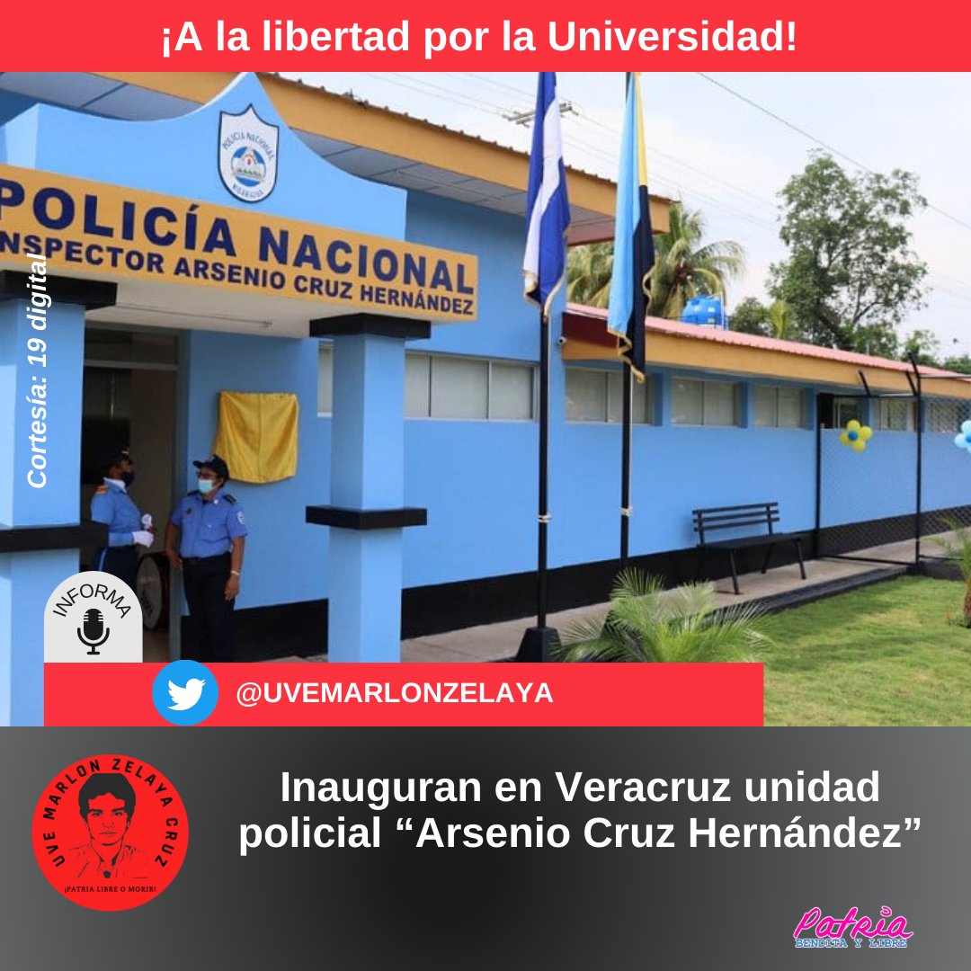 uvemarlonzelaya's tweet photo. Nueva estación de Policía "Arsenio Cruz Hernández en Vercruz.
#Nicaragua
#PatriaBenditayLibre https://t.co/31m7ra7DR8
