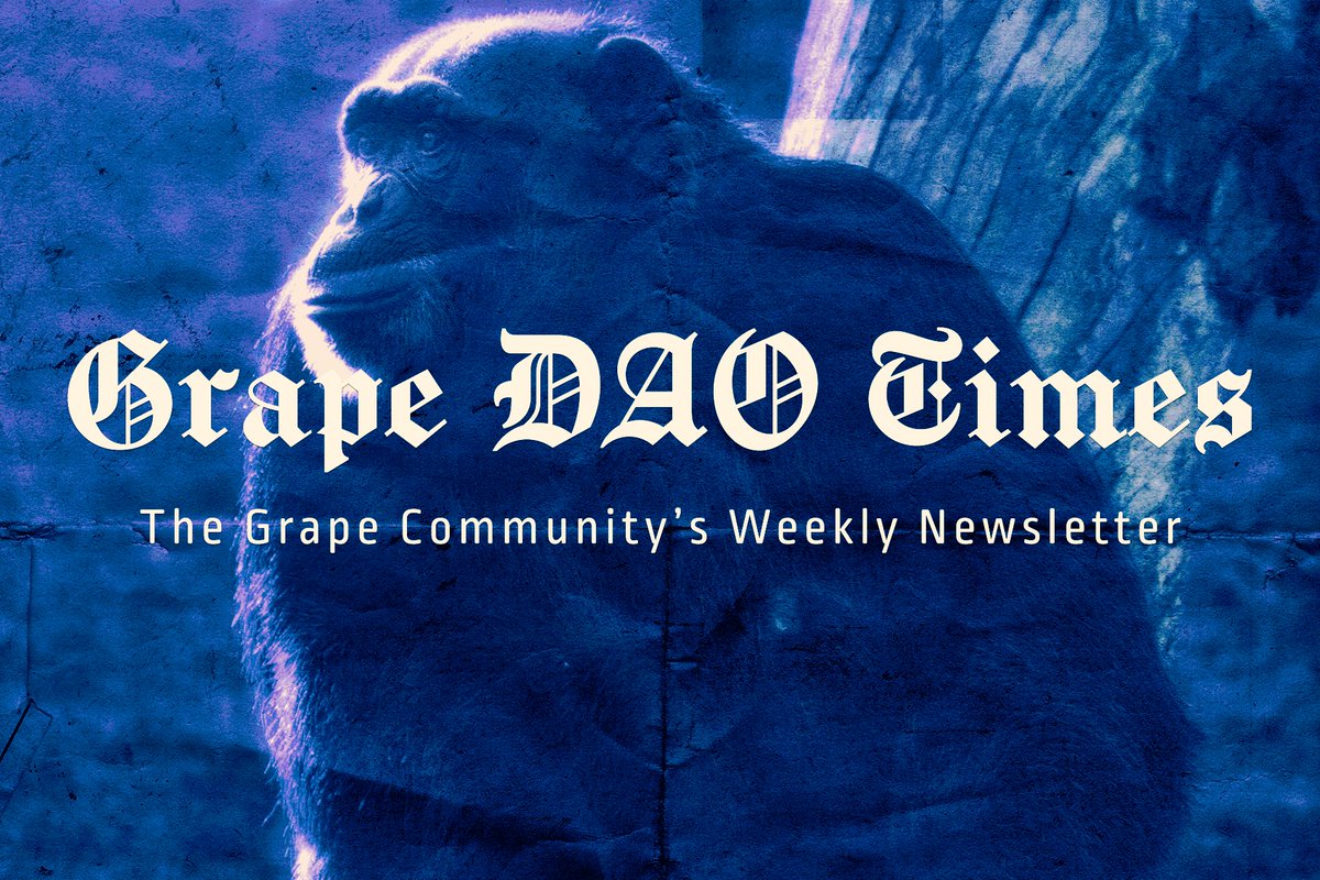takisoul's tweet photo. The Grape DAO Times, the weekly newsletter for @grapeprotocol is back!

We gathered all the juicy info &amp; what's going on in this weekly digest.

Here's a sneak peak to this week's issue

🧵👇

https://t.co/nDNpenG1m4 https://t.co/TB7C1l5uLi