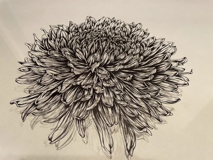 ラフ→下絵→切り終わり→背景描き途中 