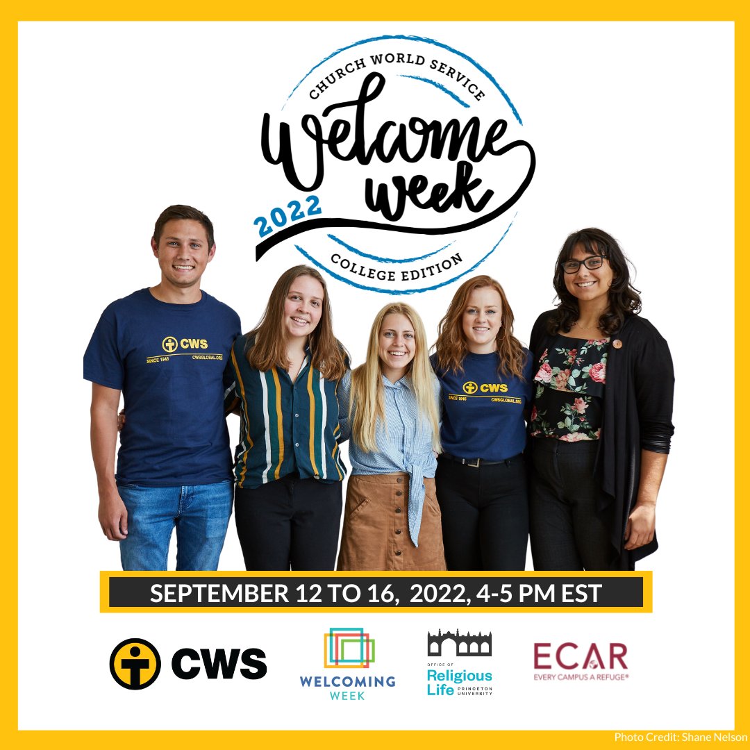 CWS_global's tweet photo. Join us for “Welcome Week: College Edition”! On September 12-16 at 4 pm ET, hear professors and professionals discuss forced migration, resettlement and ways you can get involved to help newcomers in the U.S.!
Register: https://t.co/RgQ62RAgWH #ReadytoWelcome https://t.co/gcRbtUN7p5