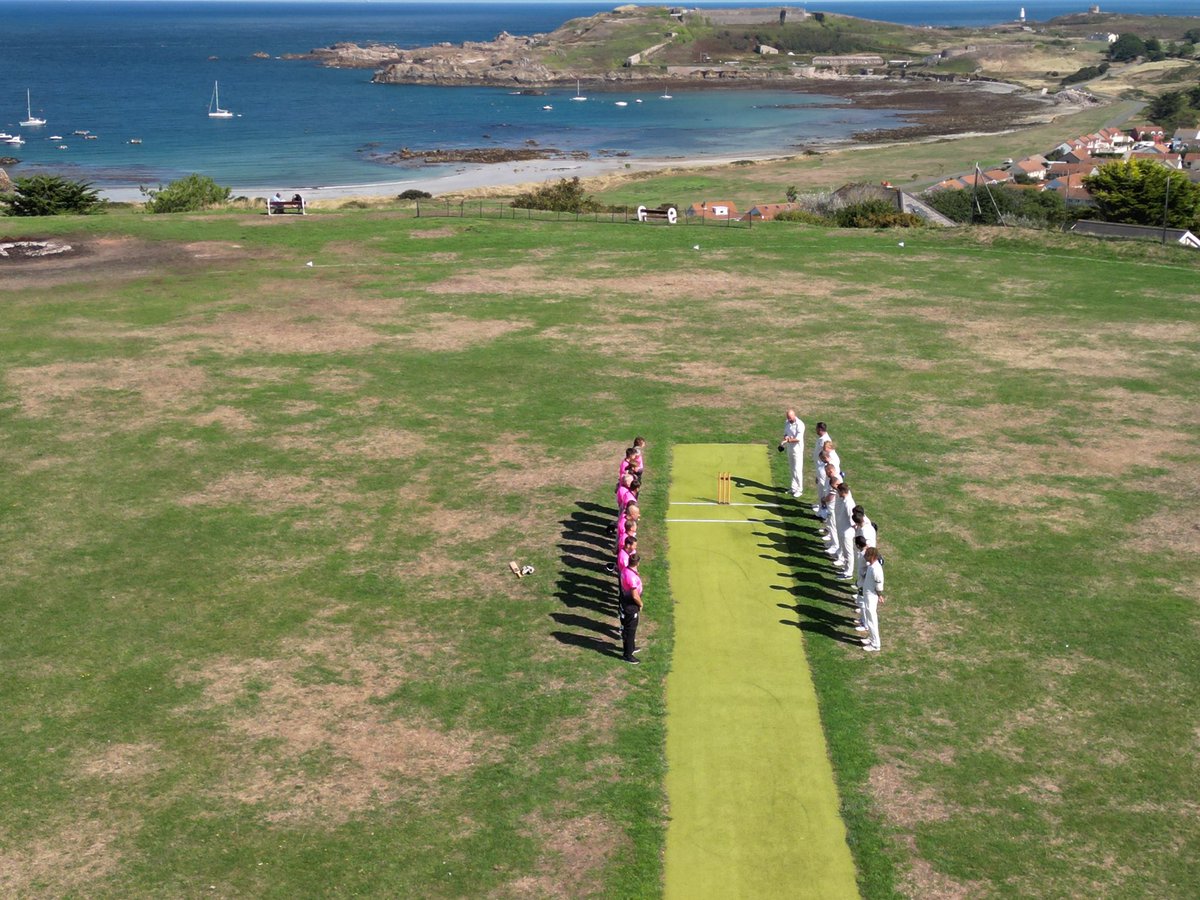 CanaccordCC's tweet photo. Prior to our annual fixture with Alderney this afternoon, both sides observed a minutes silence in honour of Her Majesty The Queen. Rest In Peace, Ma’am. https://t.co/ljfhV9FyMX