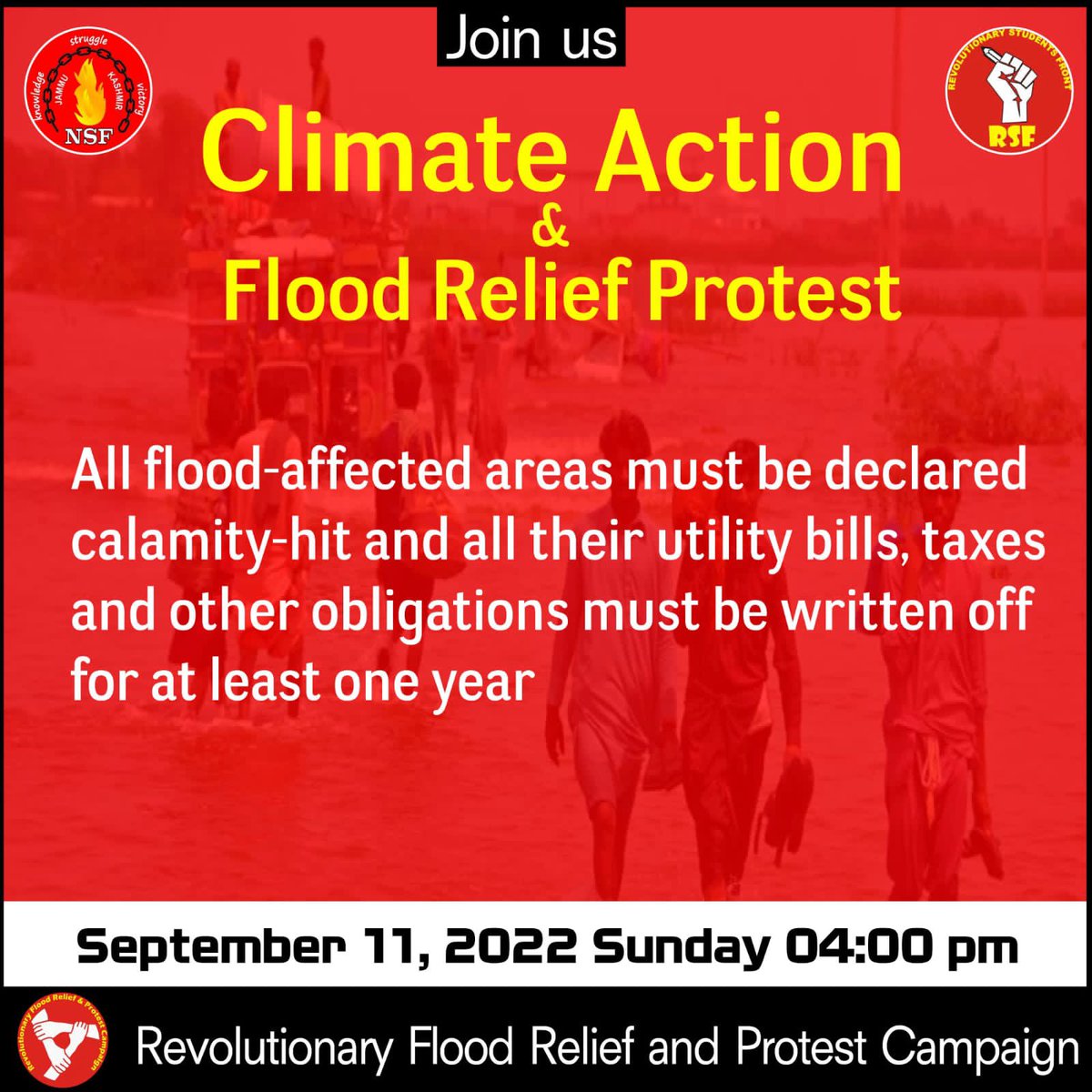 FrontStudents's tweet photo. We along with @JKNSF and @ProgStudentsFed are going to protest tomorrow at 4pm at National Press Club Islamabad.Join Us.

Climate Action &amp; Flood Relief Protest

#ClimateActionPakistan https://t.co/m2xInikX6U