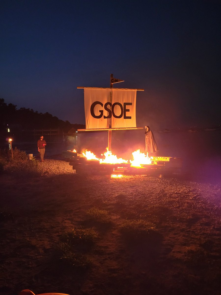 DrKeltonMcMahon's tweet photo. What better way to welcome in the new academic year than with our annual @URIGSO #BoatBurning Celebration, complete with a moving speech about the cleansing nature of fire from our Dean of #JEDI Princess Metuge @roseepote. https://t.co/uroKzDBhER