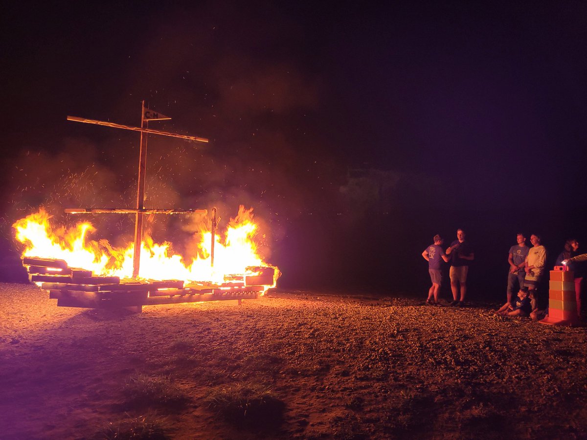 DrKeltonMcMahon's tweet photo. What better way to welcome in the new academic year than with our annual @URIGSO #BoatBurning Celebration, complete with a moving speech about the cleansing nature of fire from our Dean of #JEDI Princess Metuge @roseepote. https://t.co/uroKzDBhER