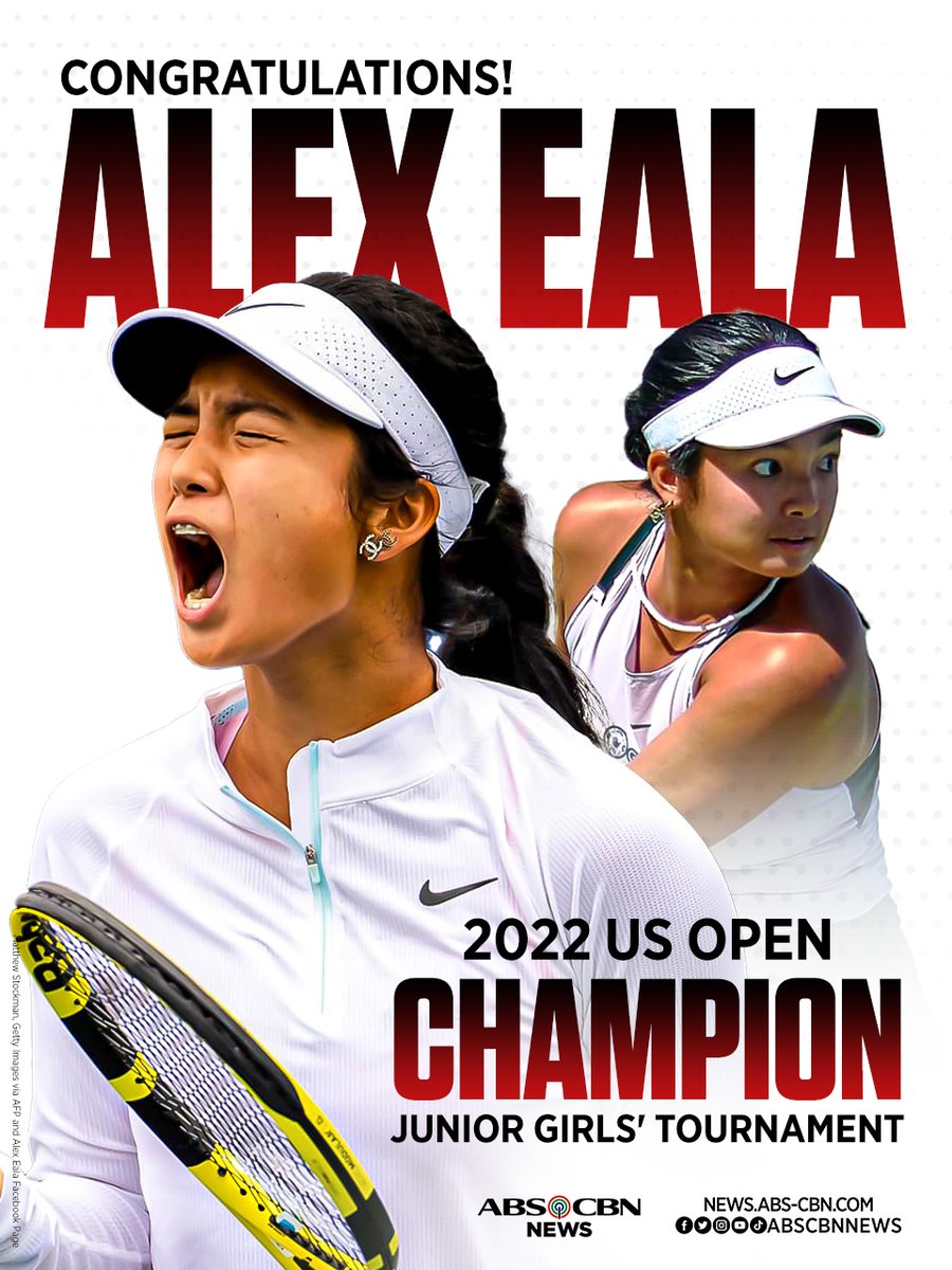 HISTORY MADE! 

Alex Eala defeats Lucie Havlickova of the Czech Republic 6-2, 6-4 to clinch the #USOpen junior girls' singles championship on Saturday (US time). Story to follow. #PinoyPride