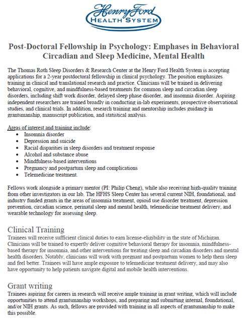anthonyreffi's tweet photo. Postdoc opening in our sleep lab!

I'm a few months into my 2nd year as the current postdoc, and I joined with very little sleep training.

The PIs are highly supportive, flexible, and brilliant. 

See attached ad and feel free to DM me any questions. https://t.co/rdIQn21EdZ