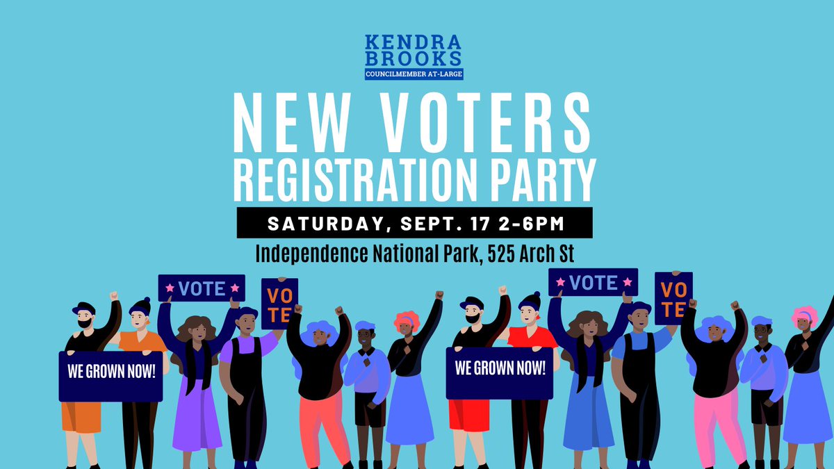 We're partnering with <a href="/KendraPHL/">Councilmember Kendra Brooks</a> next saturday Sept 17th 2pm-6pm to support newly eligible voters to get registered to vote and feeling prepared to hit the polls! There's gonna be food, fun, lots of information and so many other orgs to check out! 
RSVP: bit.ly/wegrownnow