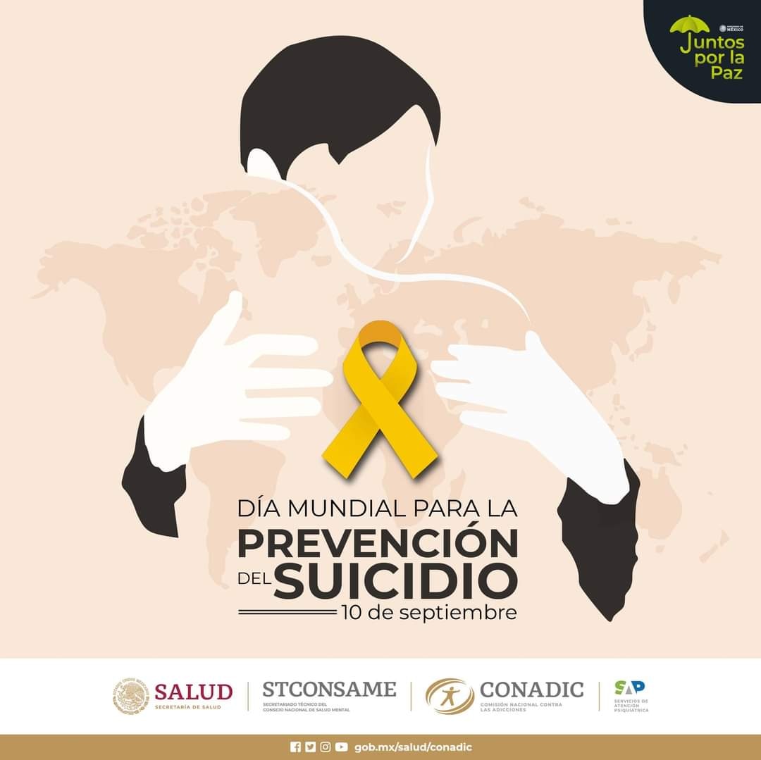 capatuxtepec's tweet photo. 10 de Septiembre, Día Mundial para la Prevención del Suicidio

Sin estigmas ni tabúes podemos prevenir los suicidios que afectan gravemente a las personas, familias y comunidades. 
☎️ Estamos contigo llama o escribe a la @LineaDe_LaVida 800 911 2000
#PrevenciónSuicidio https://t.co/kbAS7ypHS4