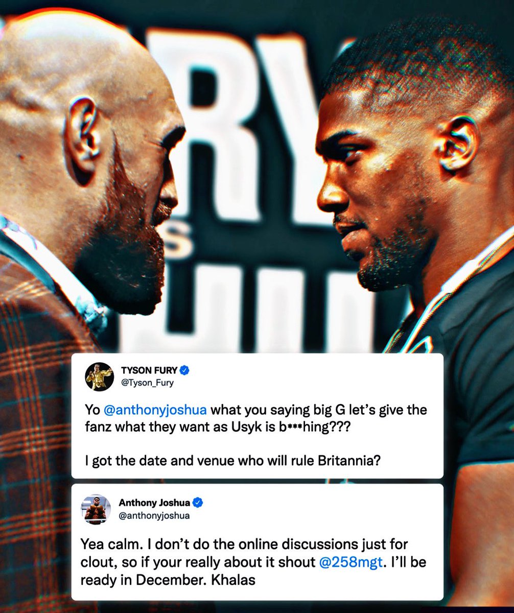 BoxingROKus's tweet photo. #BoxingQuestion do you guys Like #FuryJoshua & does it happen?
#FuryJoshua #GypsyKing #AJ #AnthonyJoshua
@atoyac123 https://t.co/tqKeD0XtF6