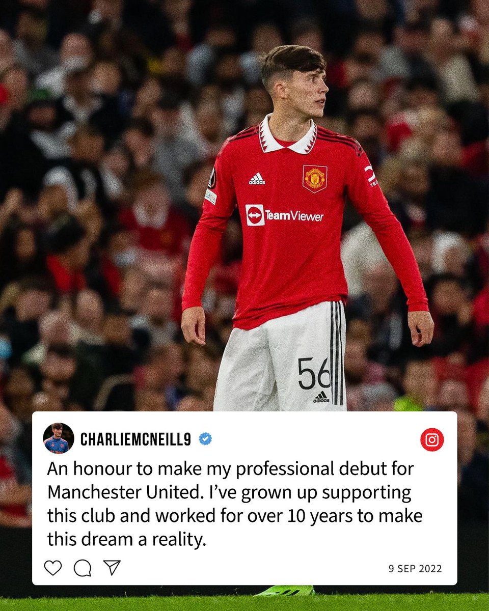 ManUtd's tweet photo. Charlie McNeill posted a message on social media after making his senior United debut on Thursday. 

#MUFC || #MUAcademy https://t.co/w0dkEmrsAE