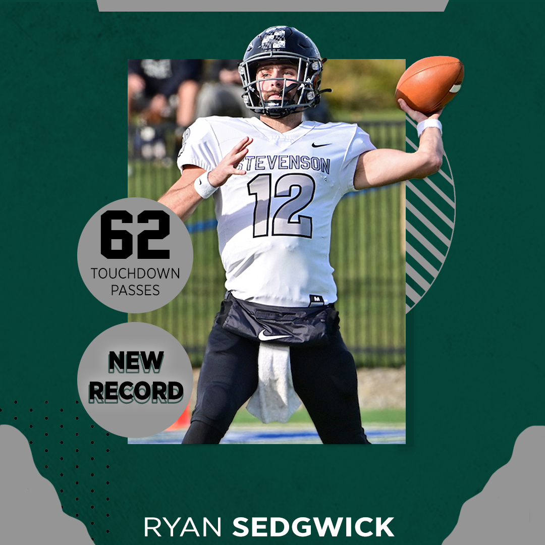 Ryan Sedgwick sets the new Stevenson all-time mark for touchdown passes with his first quarter strike against Salisbury! 

#d3fb #MACfb #StangNation