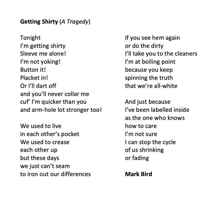 dreambeastpoems's tweet photo. O.K. a bit of #Saturday word-play ridiculousness inspired by my partner telling me I was getting shirty last night๐#wordplay #POEMS #poetry #poetrycommunity #Gettingshirty #WritingCommunity #writing #writingq #poems4kids #poetsofTwitter @mooseandmouse @MichaelRosenYes #tragedy https://t.co/JglSYb37J5
