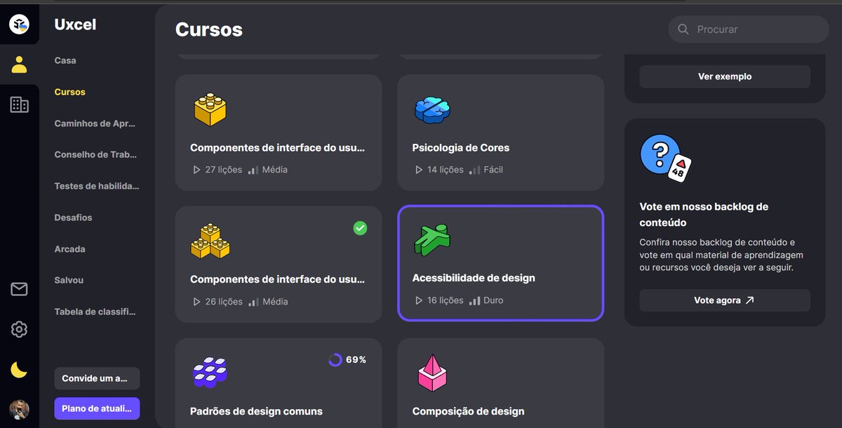 mayccoisa's tweet photo. Compartilhando uma baita ferramenta para quem gosta de aprender design, voltado para a parte de principais de usabilidade, composição, componentização e muito mais.
Essa ferramenta uxcel é como se fosse um duo lingo de design.
https://t.co/Z3o3RgdAkM
#design #ux #ui #uxcell https://t.co/AaGjuwsbXs