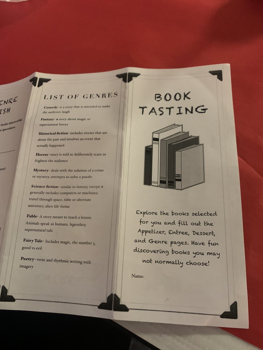 Amanda Hughes (@mrsamandahughes) on Twitter photo 5th grade Book Tasting was excellent exposure and reflection on genres. Students learning to read what they love to read! ❤️ <a href="/PVE5thGrade/">PVE 5th Grade</a> 5th grade Book Tasting was excellent exposure and reflection on genres. Students learning to read what they love to read! ❤️ <a href="/PVE5thGrade/">PVE 5th Grade</a>