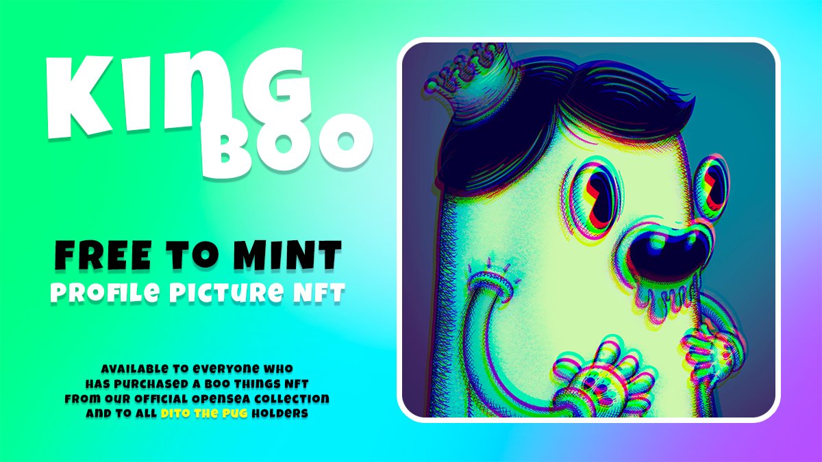 BooThingsNFT's tweet photo. It's time to thank you all with a🎁!

This new Boo PFP is now available for FREE to everyone who has purchased an NFT from Boo Things in our official OpenSea collection and to all @DitoThePug  holders

Thanks so much for the support, fam!

https://t.co/VjGGF0AvQR

#FreeMint https://t.co/gIMjOX3Fvc