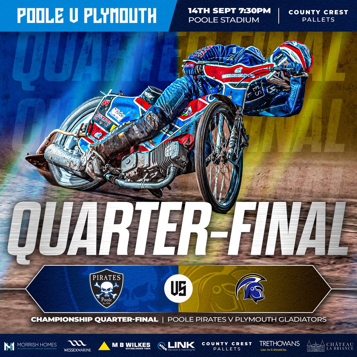🔥 NEW DATE | PLAY-OFF QUARTER-FINAL!

⚔️ We face our fierce rivals for a place in the semi-finals

🎟️ Pay at the gate or BOOK HERE 👉 bit.ly/3pu0bF9

❗️ Reminder - Season tickets are NOT valid

🆓 Kids u11 go FREE

🏟️ Poole Stadium | Gates open 6:30pm

#PiratePride