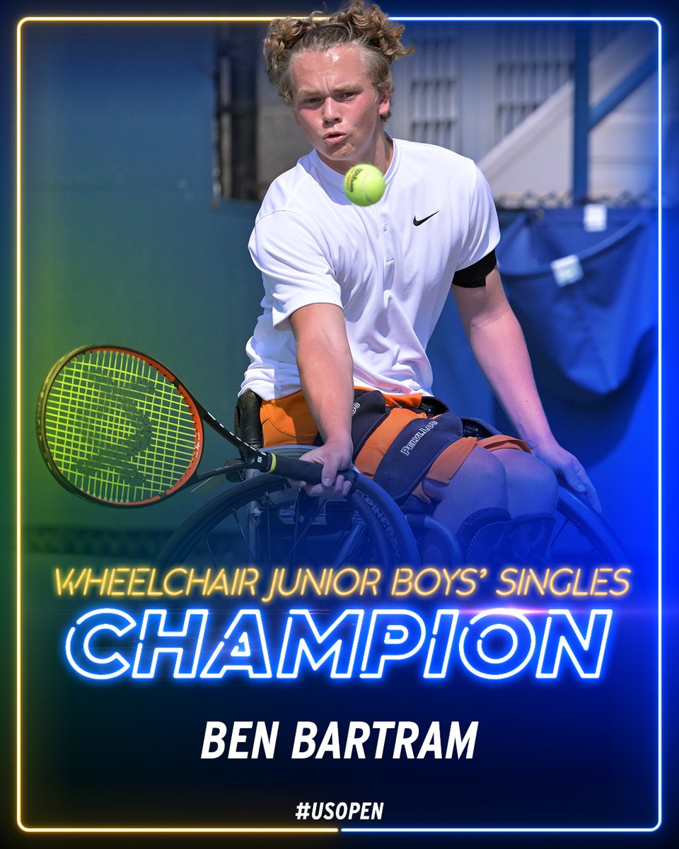 usopen's tweet photo. 🇬🇧Ben Bartram makes history!

He becomes the first wheelchair junior boys' singles Grand Slam champion. https://t.co/ZmPlhJ01IA