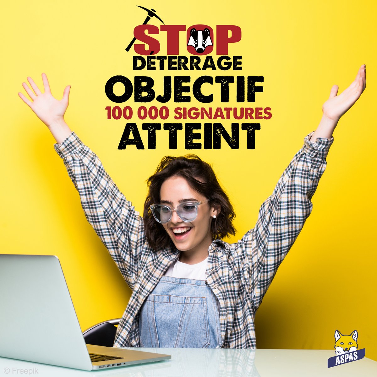 ASPASnature's tweet photo. VOUS L'AVEZ FAIT !! ON L'A FAIT !! 🥳🥳🥳
La #pétition déposée sur le site du @Senat pour demander l'interdiction du déterrage des blaireaux a dépassé ce 10/09/22 le seuil des 100 000 signatures, moins de 6 mois après sa mise en ligne ! MERCI à toutes et à tous ! #StopDeterrage https://t.co/Mo0babq7Ow