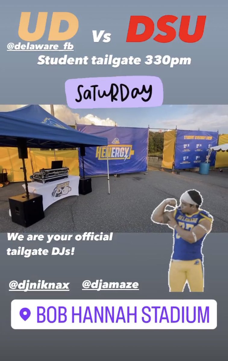 UD vs DSU mens football and home opener! We are your official tailgate djs
