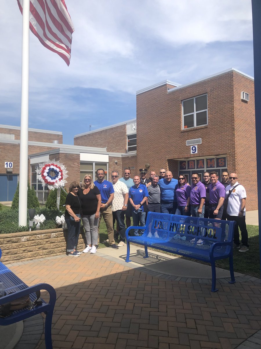 LodiHS_NJ's tweet photo. Members of  the Lodi Board of Ed, Lodi High School, the Lodi and Garfield Mayor Council, and Fire Departments remember September 11th at today’s varsity football game.    #NeverForget https://t.co/eBtAc6lE9u