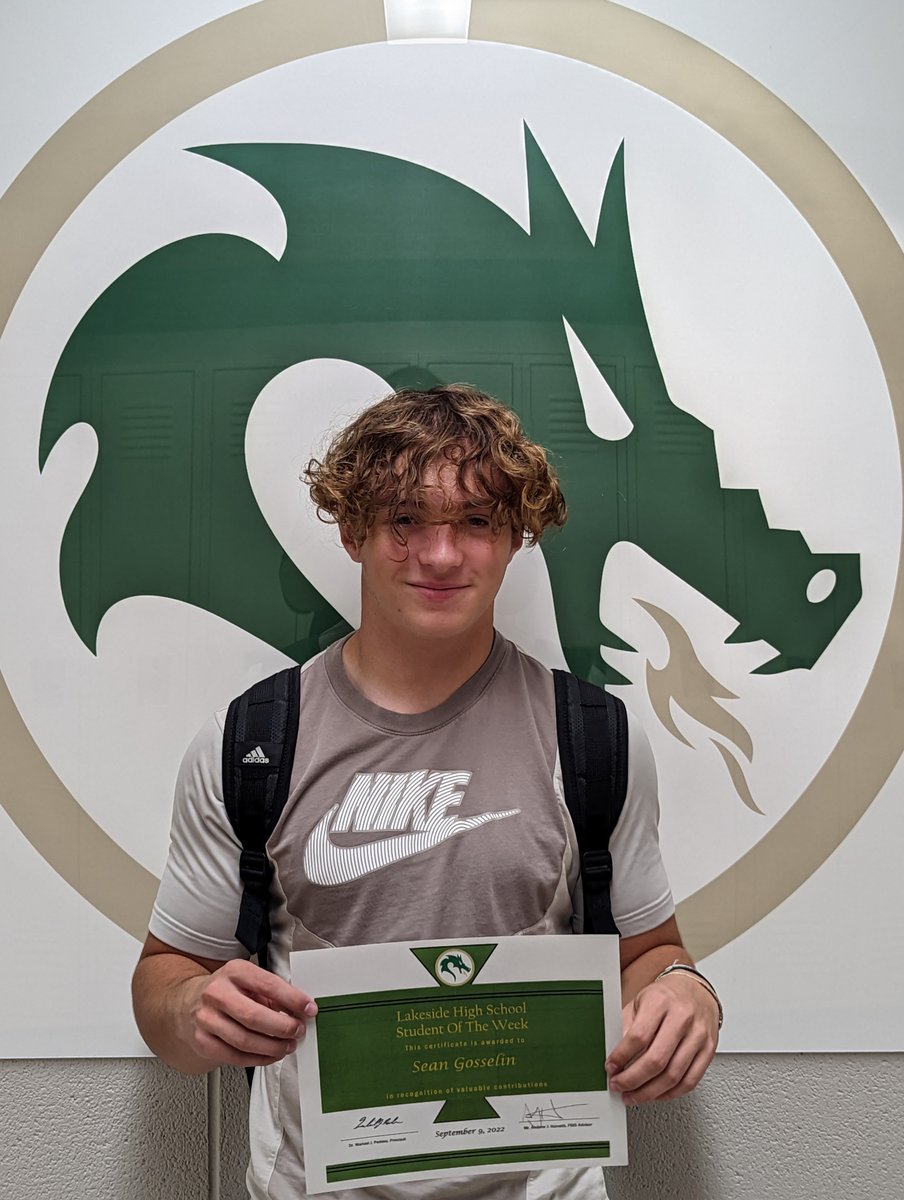 Congrats to Junior Sean Gosselin on being this week's Student of the Week!
