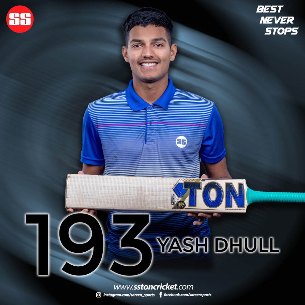 SareenSports's tweet photo. Yash Dhull slammed 193 off 243 balls on his Duleep Trophy debut with his SS weapon against East Zone.

Order your Bat now- https://t.co/3pe1O5h4mo 

#duleeptrophy #yashdhull #debut #ssbats #bestneverstops #cricketlovers #sstonbats #bats #sareensports #madeinindia #ssmeanscricket https://t.co/h7uNEMPpCV