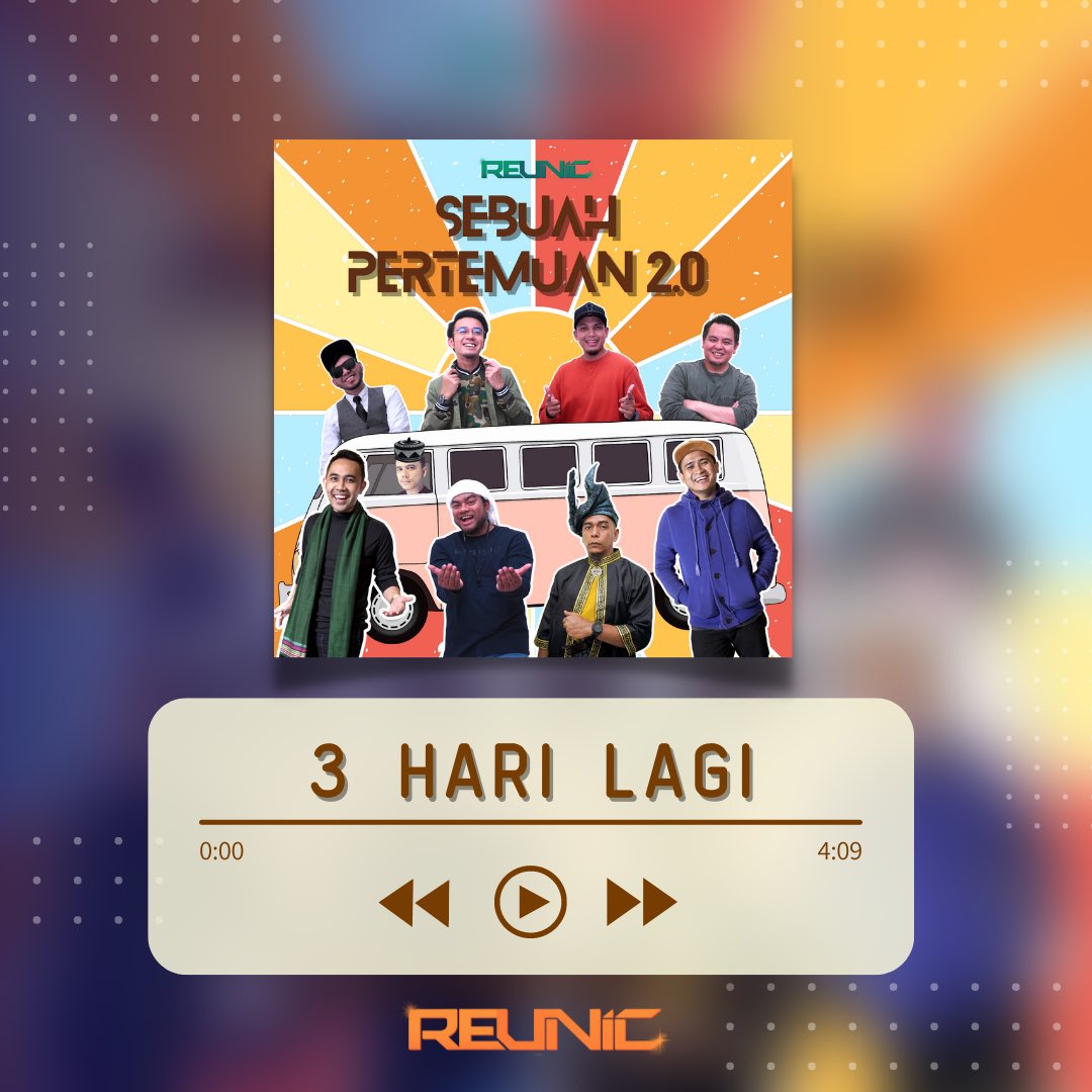 Ok lah..tak jadi simpan lama2 lah, kita countdown terus boleh? 3 HARI LAGI #sebuahpertemuan2 
.
Jumpa anda di konsert Reunic The Finale 8 okt nanti guys. Link tiket online stream di bio atau click di bawah : 

ticket2u.com.my/event/28441/re…

#reunic #sebuahpertemuan2 #20yearsofUNIC