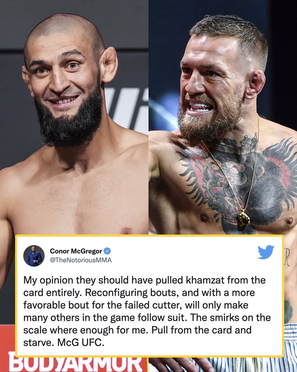 MMAFighting's tweet photo. Should the UFC have pulled Khamzat from the card as Conor suggests? 🤔 #UFC279 https://t.co/DojJEvP5zq