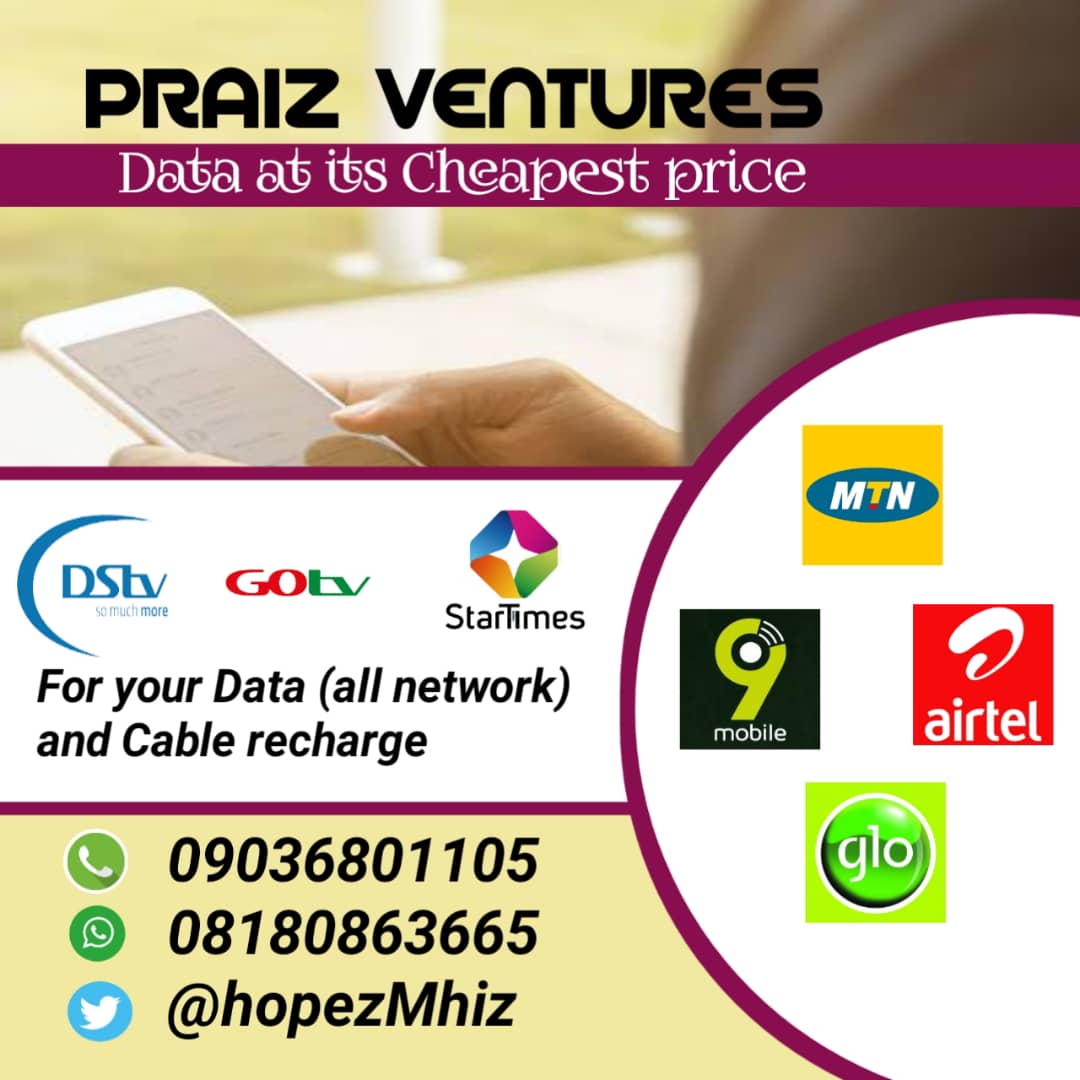 HopezMhiz's tweet photo. Data is oxygen 💯
Data is life 🙅
Do you need legit plug for your data? Say no more💯 
PRAIZ VENTURES got you covered
WE operate 24/7,contact US today and let US  be your plug🔌🔌❤️
RT 🙏 #onlineTradeFair @Ishow_leck @Nana_Remi03 @AmeborKobo @NaijaWatch @JohnDFinest @TheLockTips https://t.co/ynN1zqFF7y