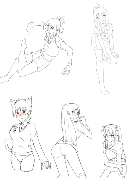 板タブで久しぶりに描いたので落書きで慣らし
模写も含む 