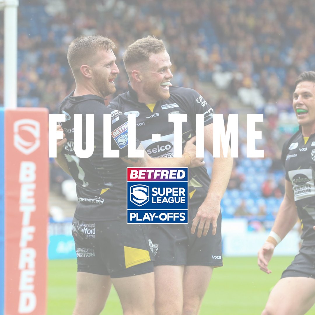 ⌚️ | 𝗙𝗨𝗟𝗟-𝗧𝗜𝗠𝗘 | <a href="/Giantsrl/">Huddersfield Giants 🐮🔔</a> 0-28 <a href="/SalfordDevils/">Salford Red Devils 👹</a> 

A special group. We're through to the play-off semi-final! 

#TogetherStronger | ⚫️🖤