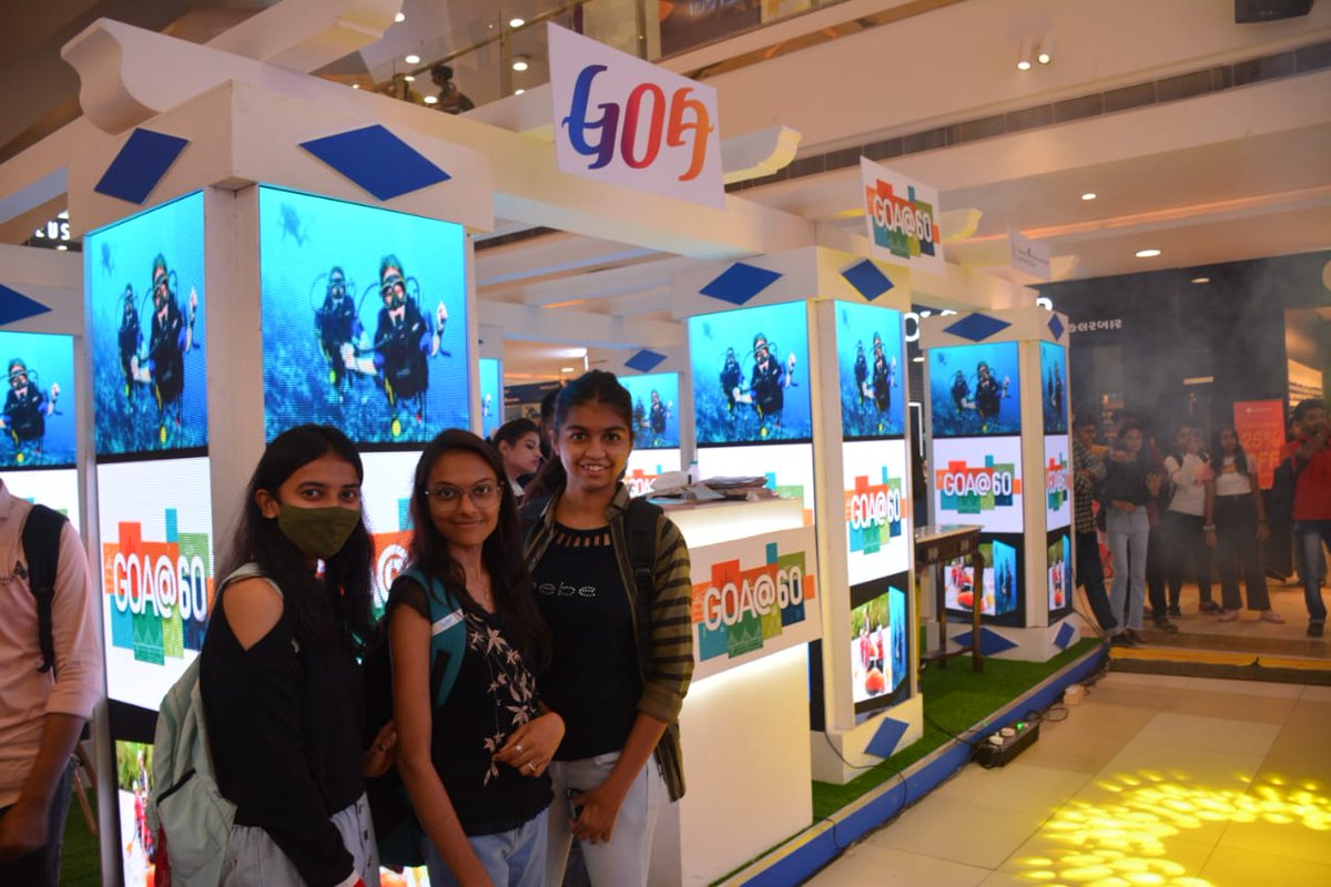 TourismGoa's tweet photo. Some more happy faces on Day 2 of the ongoing road show by the Dept of information and Publicity, Govt. of Goa @PIB_Panaji to celebrate #Goa@60 at Nexus Ahmedabad One Mall.
Come Celebrate Goa.
#Ahmedabad #goaroadshow #incredibleindia #60years #liberation #goa #goabeyondbeaches https://t.co/qgTGlVDx0A