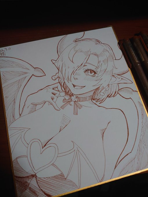 色紙生産中で～す
モデルのシガちゃん(@ImuBlueSuccubus)もよろしくね♪ 