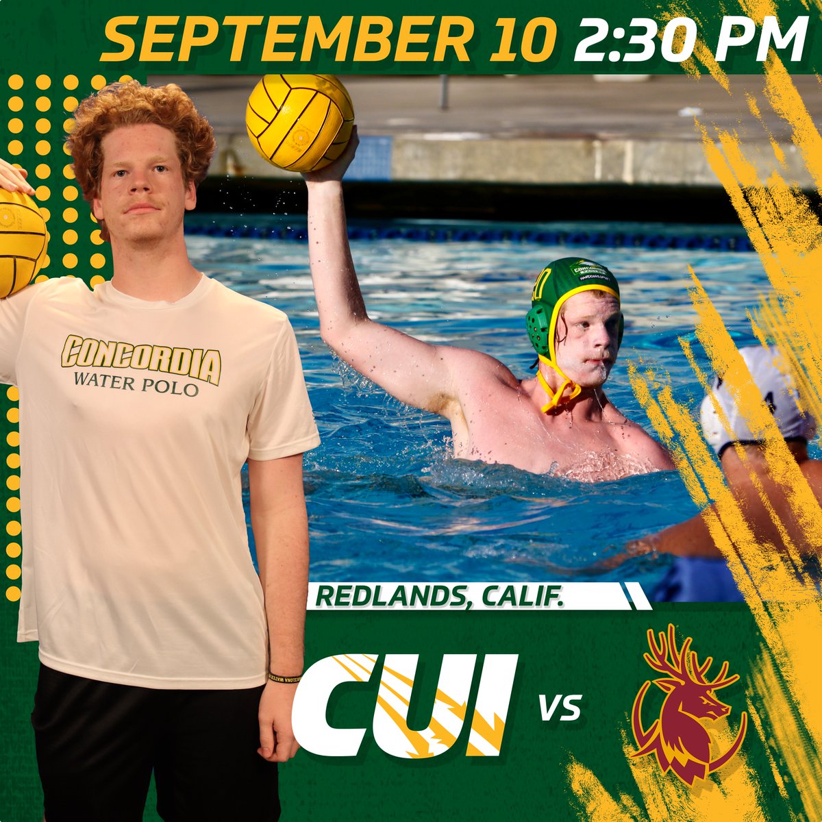 Our men's @ConcordiaPolo team looks to secure 2 wins at the Inland Empire Classic!

🆚: <a href="/SagehensPolo/">Pomona-Pitzer Water Polo</a> &amp; <a href="/AthleticsCMS/">CMS Athletics</a> 
📍: Axelrood Pool
📊 Gm 1: thefosh.net/live/13012 
📊 Gm 2: thefosh.net/live/13015 
📺: bit.ly/3D24Jv9
📝: bit.ly/3Qq5Wj8