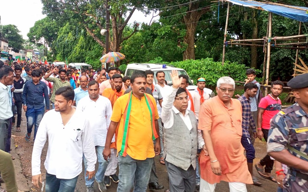 Drsubhassarkar's tweet photo. তৃণমূল সরকারের দুর্নীতি ও চুরির বিরুদ্ধে বিজেপির ডাকে ১৩ই সেপ্টেম্বর নবান্ন অভিযানের সমর্থনে বাঁকুড়া জেলার খাতড়ায়  বিক্ষোভ মিছিল ও  জনসভায়। https://t.co/POf0ENpNVr