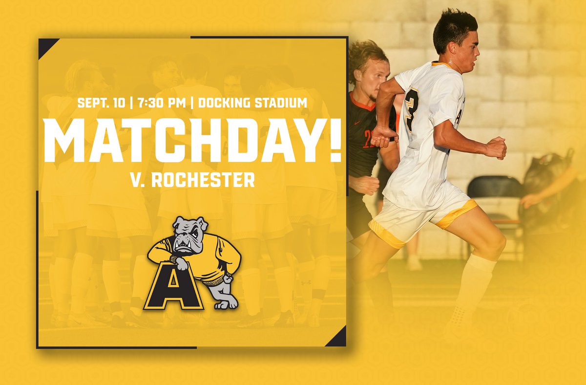 AdrianBulldogs's tweet photo. 🚨MATCH DAY!🚨
⚽️ @ACMensSoccer vs. Rochester
⏰ 7:30 PM
📍 Docking Stadium
📺https://t.co/sUNJUrMTg5
📊https://t.co/wTrWev4oWI
🎟️https://t.co/yuSgSYVvvh
#d3soccer https://t.co/zgxvdIfgz6