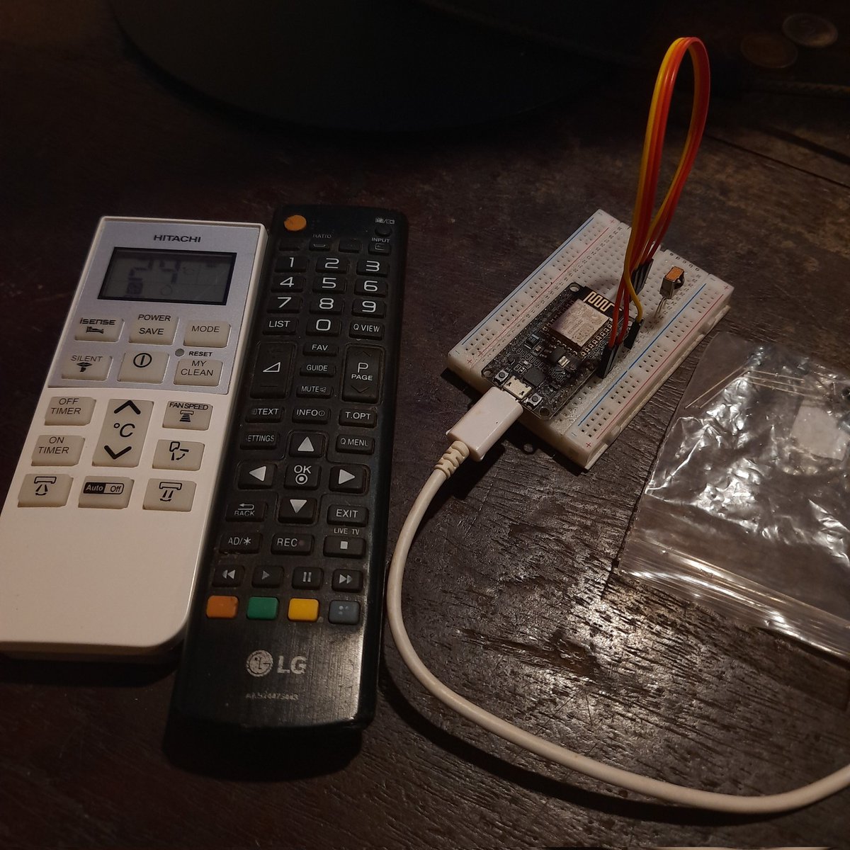 ransarajey's tweet photo. Tried to reverse engineer my aircon remote to make it IoT enabled. It turns out that aircon remotes use a different IR protocol than regular remotes, which I now need to learn. I guess it will be an interesting weekend! :) https://t.co/z0RMGLF3ae