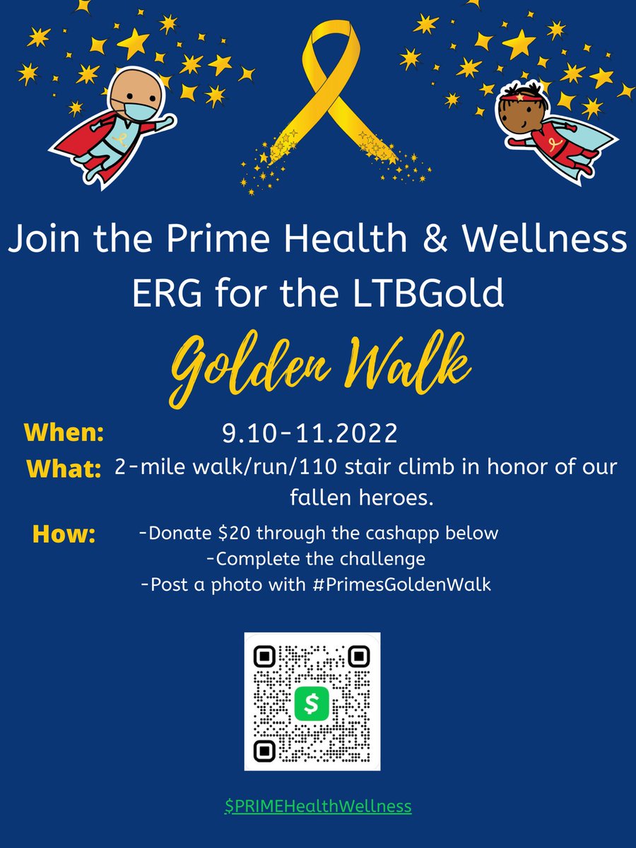 Last day to join Prime Health &amp; Wellness Group in the fight against #childhoodcancer Join the Golden Walk this weekend: Here’s how <a href="/RosaMOR2014/">Rosa Morales</a> <a href="/Vanja_Naceva/">Vanja Naceva</a> <a href="/jemeFL/">John Meyers</a> <a href="/FarisFoundation/">The Faris Foundation</a> <a href="/One_FLA/">OneFLA</a>  spread the word!
