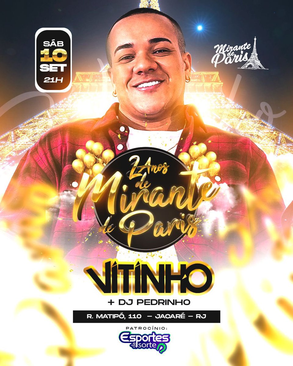 mirantedeparis's tweet photo. É HOJE ! COMPLETAMOS 2 ANOS !
SHOWZÃO COMPLETO DO VITINHO 
Corra e garanta já o seu ingresso ! https://t.co/iJeckdkuxF