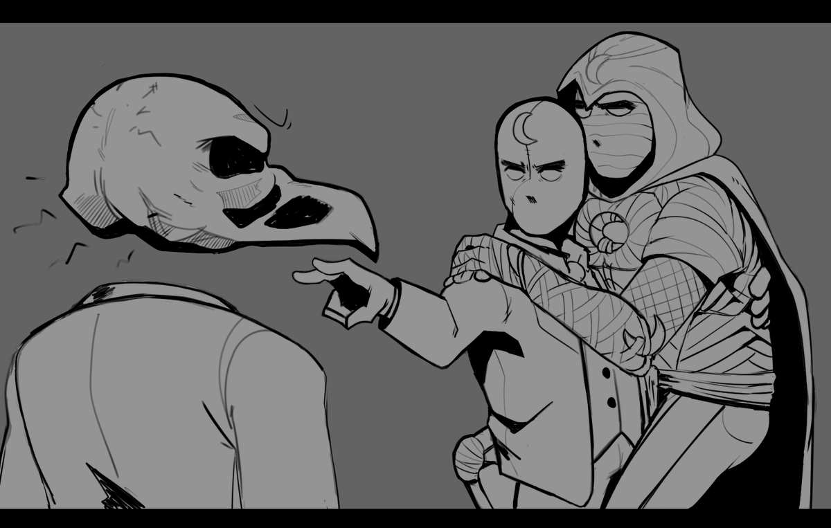 Sora_Wolfe's tweet photo. This is basically the show guys
#moonknightfanart #MoonKnight #marcsteven #khonshu https://t.co/I2g1yUEr72