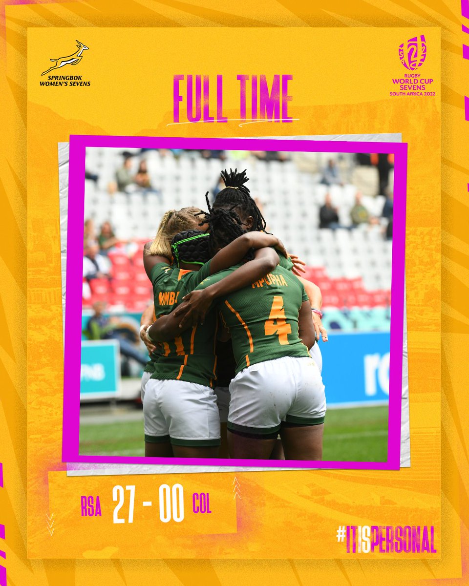 WomenBoks's tweet photo. The Springbok Women’s Sevens secure the win they’ve been after with a convincing victory over Colombia. 👏👏
Full match report: https://t.co/buYQSJKyOD
#ItIsPersonal #RWC7s https://t.co/8penma7fhY
